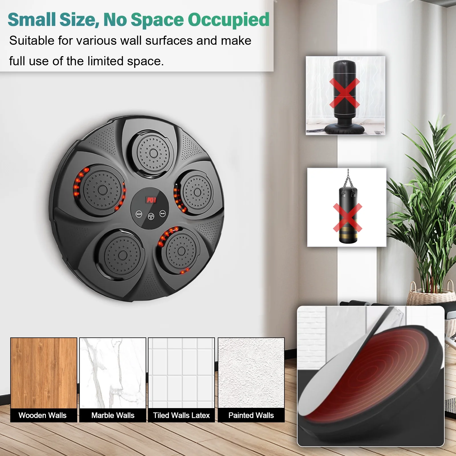 Untica Music Boxing Machine, Smart Bluetooth Connection Boxing Equipment, Fight Reaction Training Boxing Pad, Release Pressure Wall Mounted Punching Equipment with Boxing gloves