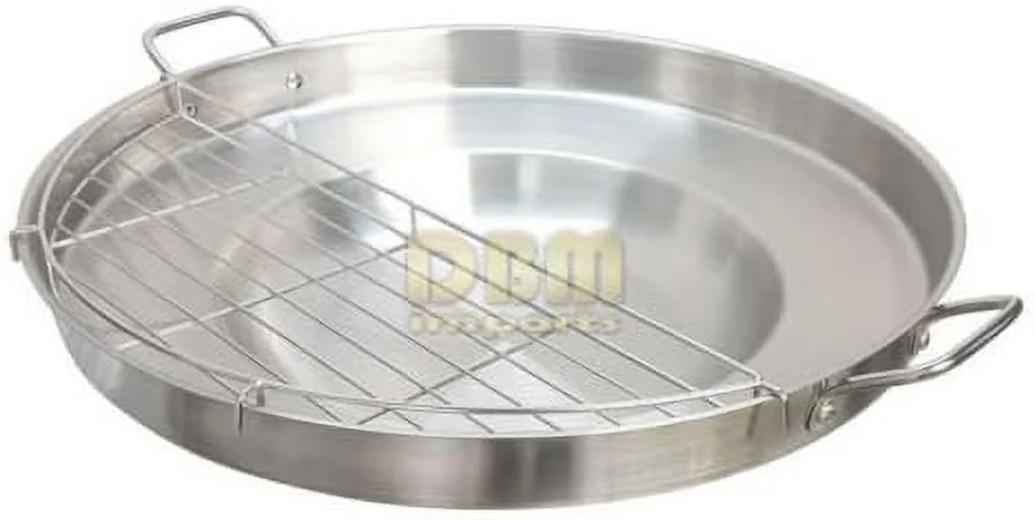 Heavy Duty 23'' Stainless Steel Concave Comal Frying Pan Wok Grill Griddle Rack