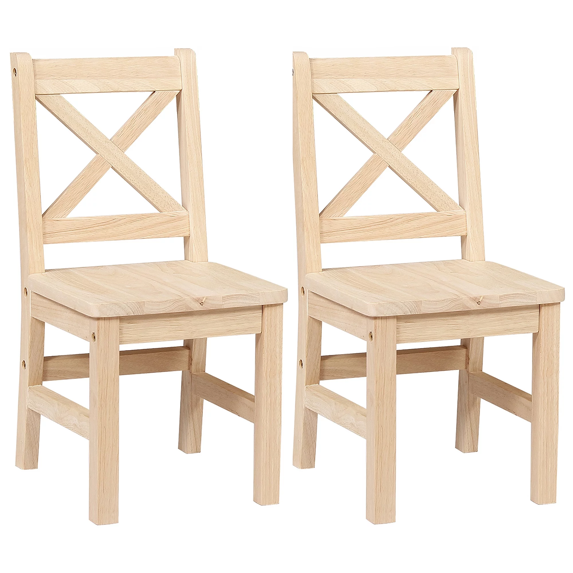 eHemco Solid Hard Wood Kids Table and Chair Set (2 Chairs Included), Unfinished, 3 Pieces Set