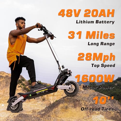 Circooter Electric Scooter Adults, 330LBS Max Load, 30/25 Miles Max Range, 28 Mph Top Speed, 800W Powerful Motor, 10'' Off Road Tires Scooter Electric with Turn Signals & Storage Bag for Adults