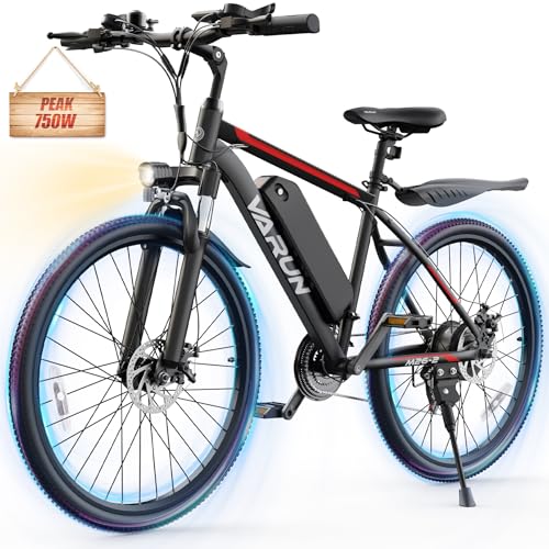 VARUN Electric Bike for Adults 500W (Peak 750W) Electric Mountain Bike, 45 Miles 20 MPH E Bike with 48V Removable Battery, 26
