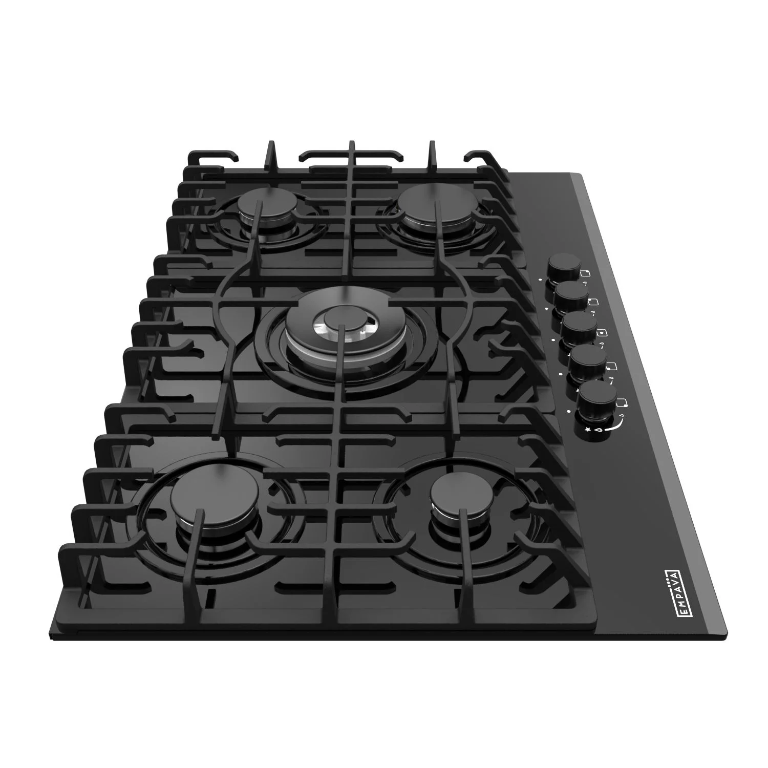 Empava 30 in. Gas Stove Cooktop 5 Italy Sabaf Sealed Burners NG/LPG Convertible in Black Tempered Glass , EMPA-30GC26