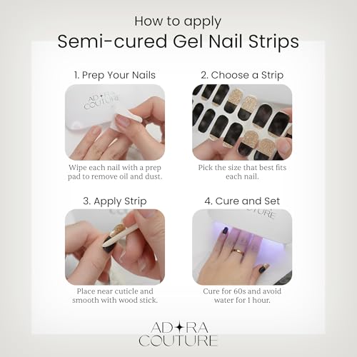 Semi-Cured Gel Nail Strips - 20 Salon-Quality Gel Sticker with UV Light Required, Long Lasting, Easy Application & Removal, Includes Prep Pad, Nail File, Wooden Stick (Merry Mistletoe)