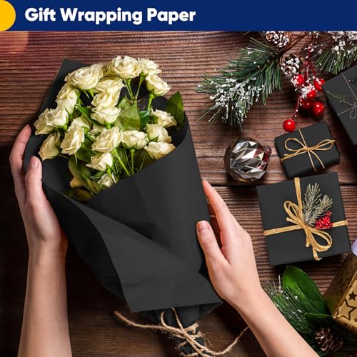 Vanhench Black Wrapping Paper, 17.5