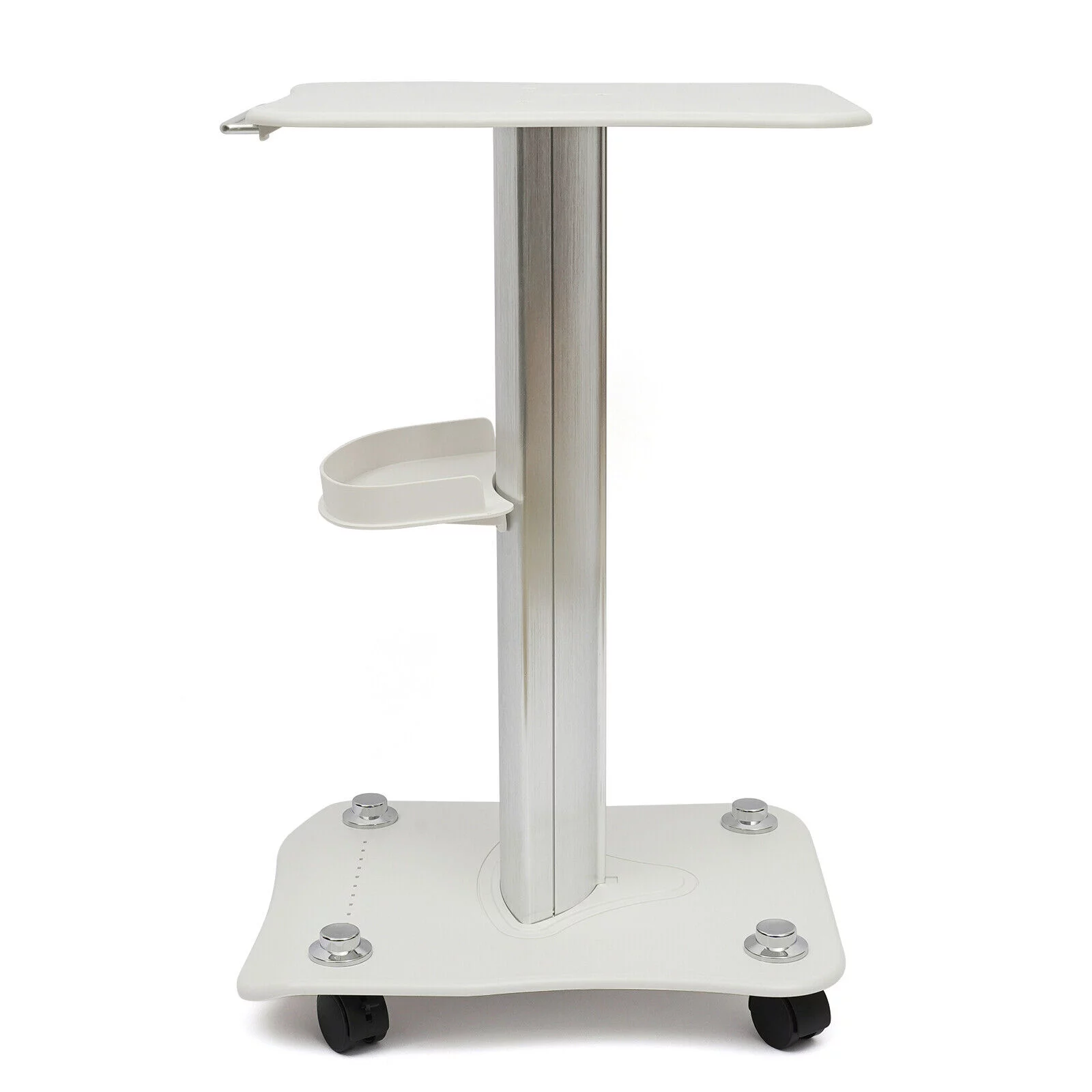 Rolling Trolley Cart Beauty Machine Stand, 4 Wheels Hair Salon Alluminum Alloy White Beauty Cart