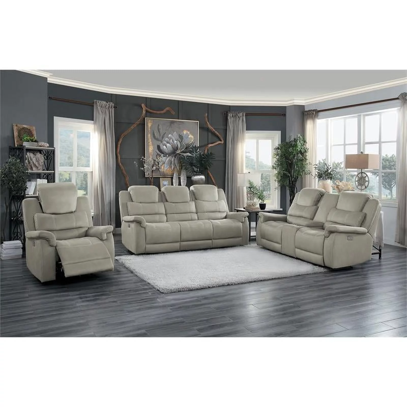 Lexicon Shola Transitional Microfiber Power Reclining Chair in Gray
