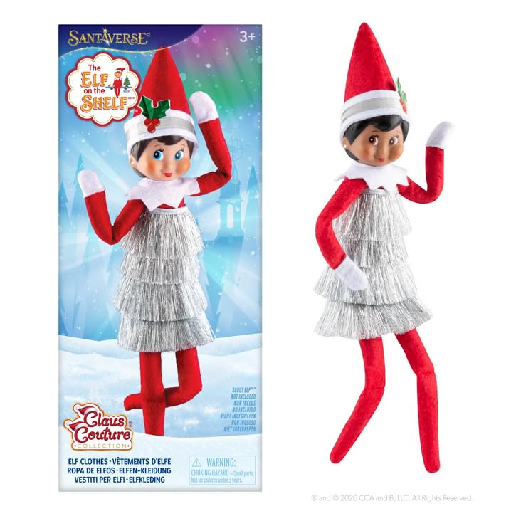 The Elf on the Shelf Brown Eyed Girl Scout Elf with Claus Couture Tiny Tinsel Dress