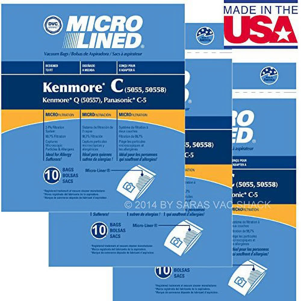 30 Sears Compatible with Kenmore Vacuum Cleaner Bags 5055 50557 50558 DVC