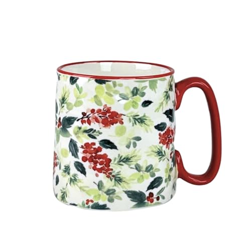 10 Strawberry Street Bella Green & Red Holly Mug, Assorted Set of 4