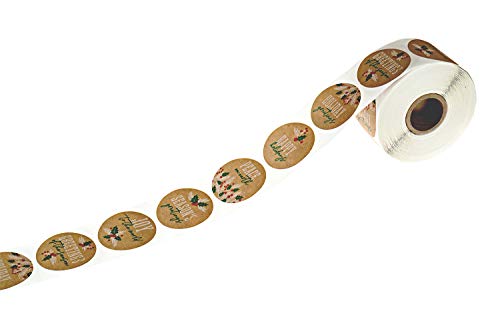 Brown Kraft Holiday Pine Stickers / 500 Classic Christmas Stickers / 6 Alternating Rustic Winter Holiday Labels / 1.5