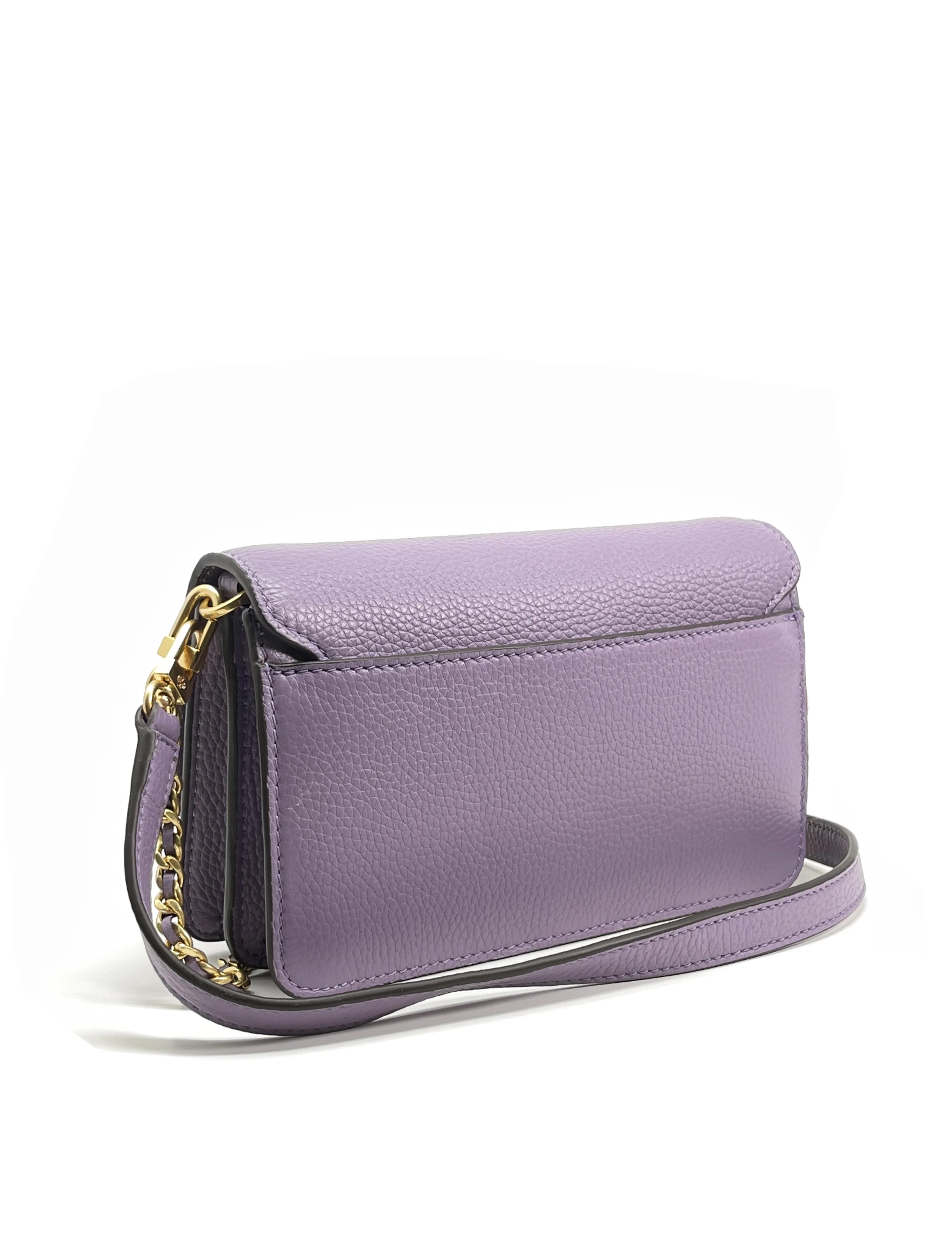 Tory Burch Pebbled Leather Britten Mini Convertible Crossbody Bag (Allium)