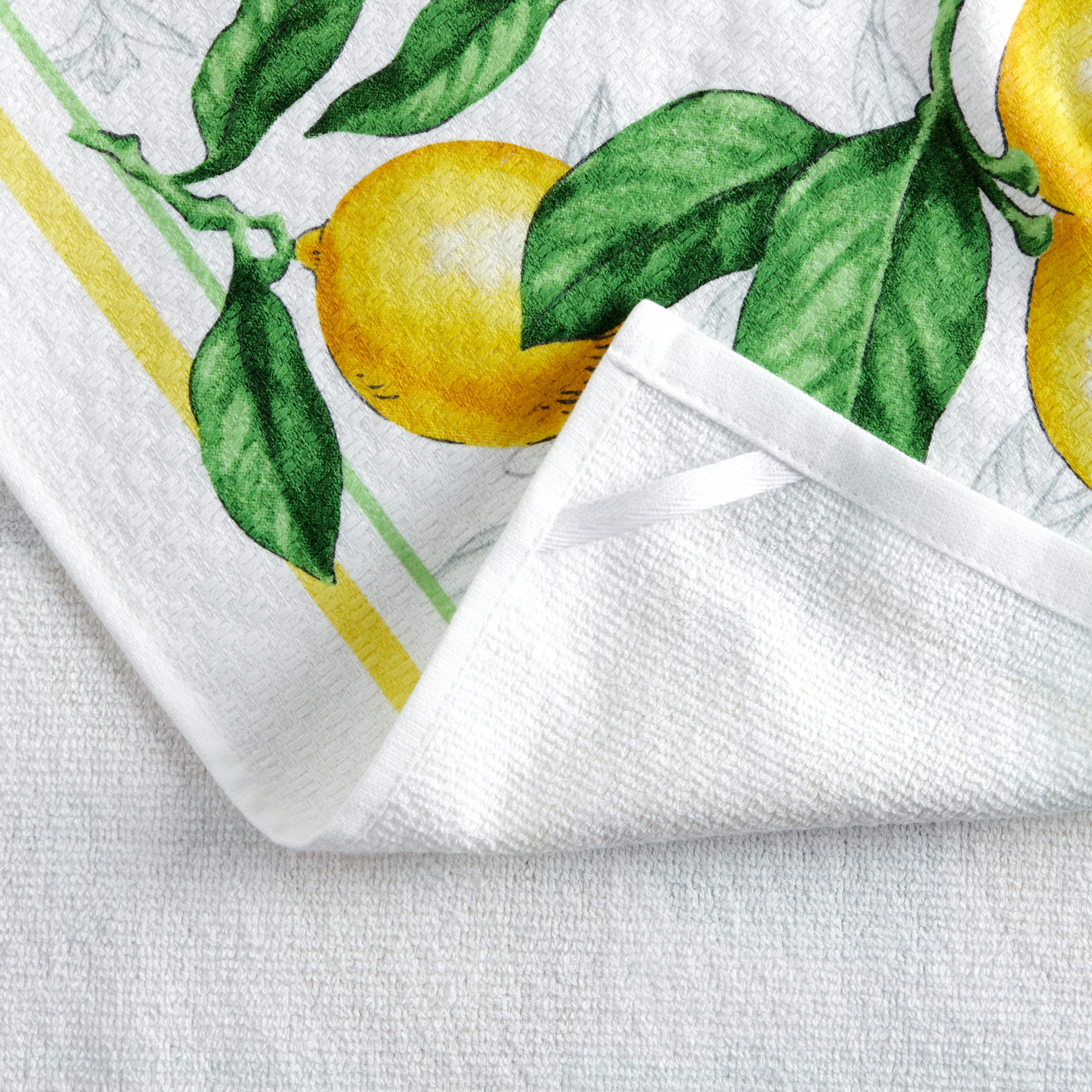 Martha Stewart Lots of Lemons Modern Kitchen Towel, Oven Mitt & Potholder Set 4-Pack, White-Yellow, 2KT: 16
