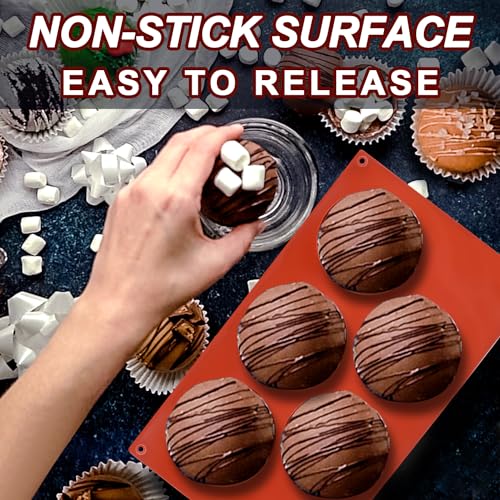 3 Pack Large 6-Cavity Semi Sphere Silicone Molds, Non-Stick Baking Mold for Making Standard Size Hot Chocolate Bomb, Cake, Jelly, Dome Mousse