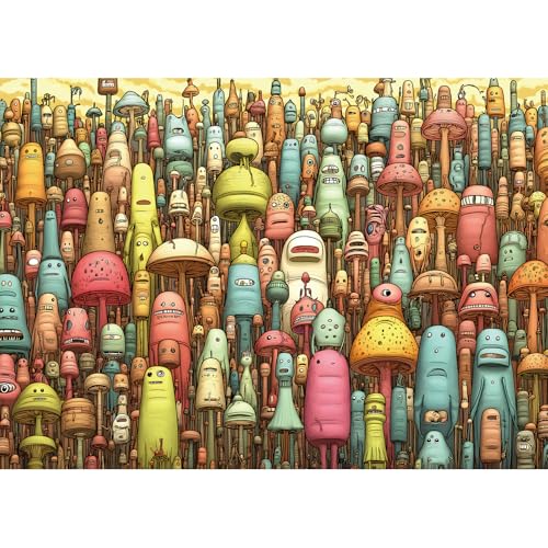 Winter Snowmen Christmas Jigsaw Puzzle 1000 Pieces for Adults Festive Holiday Scene with Birds & Snowy Fence Puzzle with Letters on Back Family Challenge Perfect for Game Night (27.6x19.7 Inch