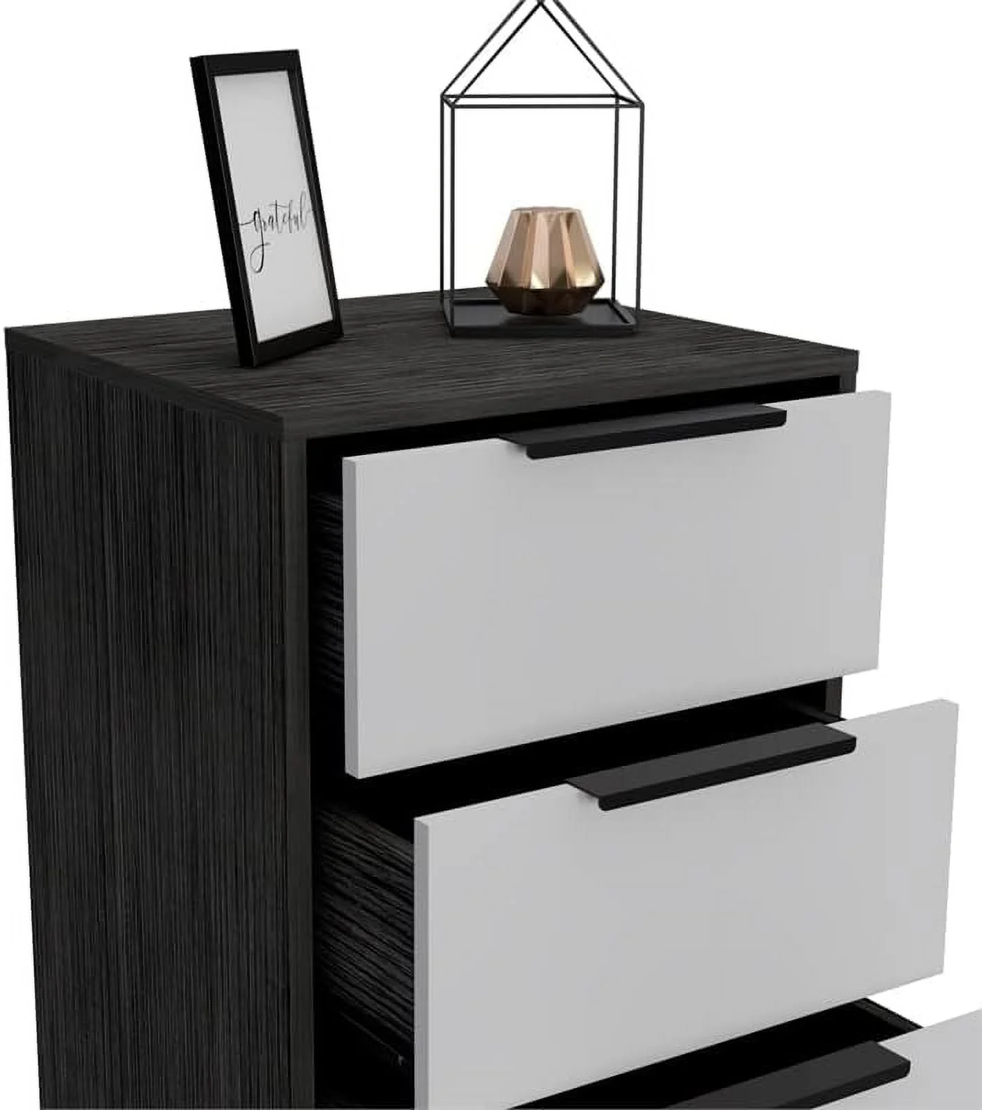 Modern 5-Drawer Engineered Wood Dresser In Smoky Oak/White