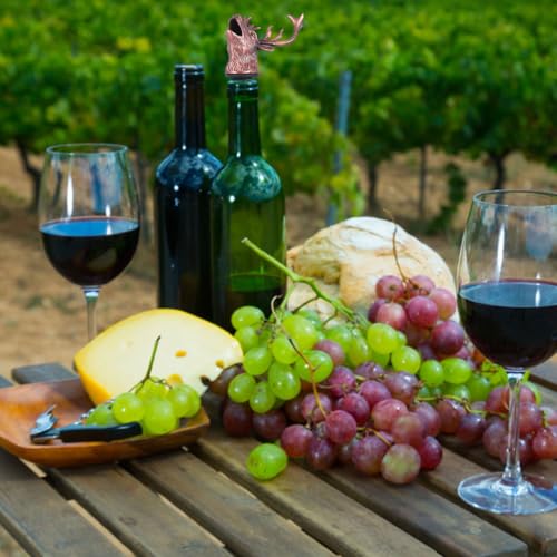 Vintage Bottle Cork Pourer 1Pc Deer Head Wine Pourer Spout Wine Bottle Stopper For Home And Bar Deer Wine Stopper Elk Head Wine Bottle Stopper Novel Cap Practical Wine Decanter