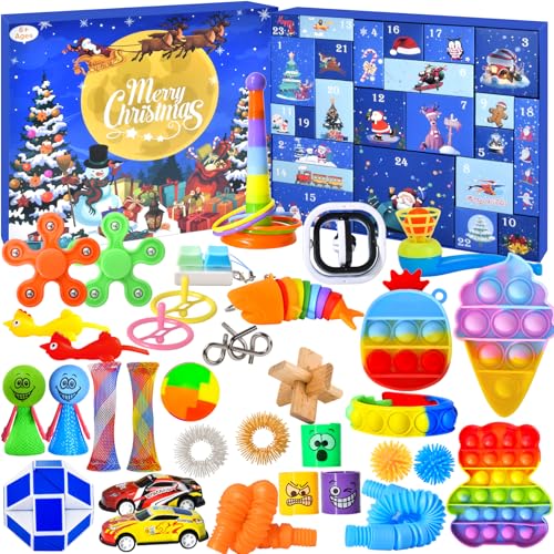 Fidget Advent Calendar 2025 for Kids, Christmas Countdown Calendar with Fun Sensory Fidget Toys, Count Down to Christmas with 24 Days of Surprises Presents Box for Boys Girls Teens