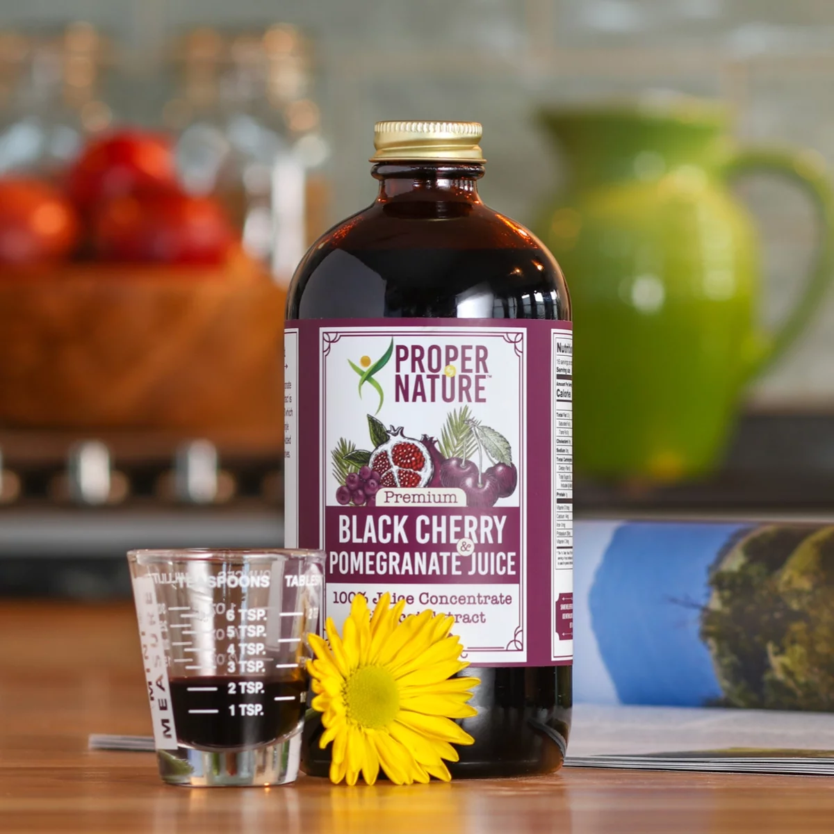 Proper by Nature Black Cherry & Pomegranate Juice 100% Concentrate w/ Acai Extract