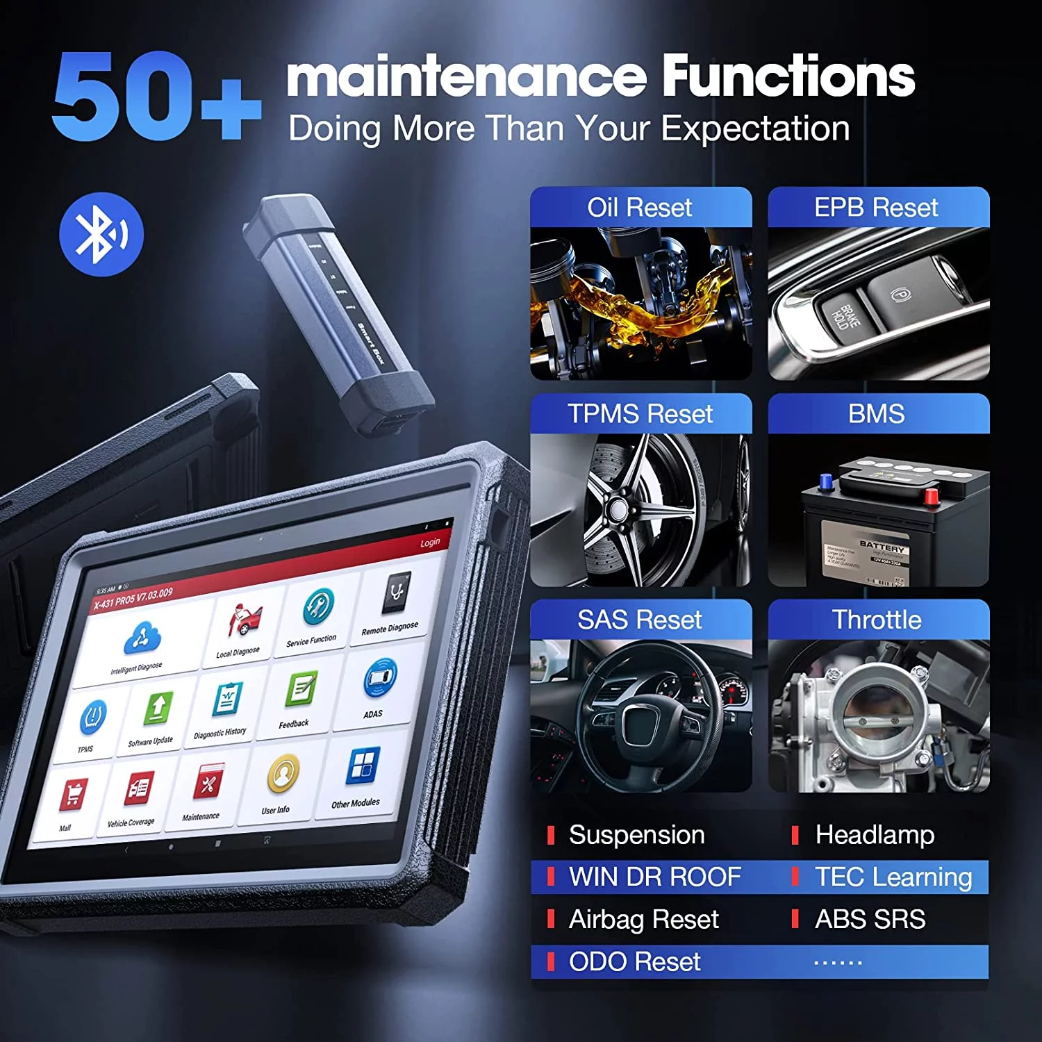 LAUNCH X431 PRO5 Elite Car Diagnostic Scan Tool J2534 Reprogramming,ECU Online Coding, 50+ Services