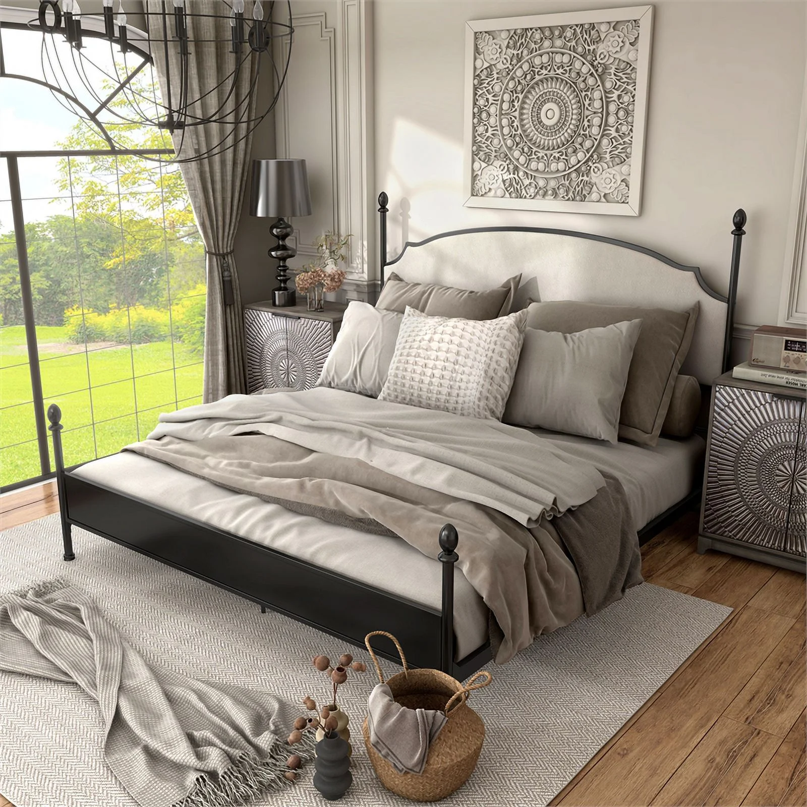 Furniture of America Dahlia Transitional Gunmetal Metal King Bed