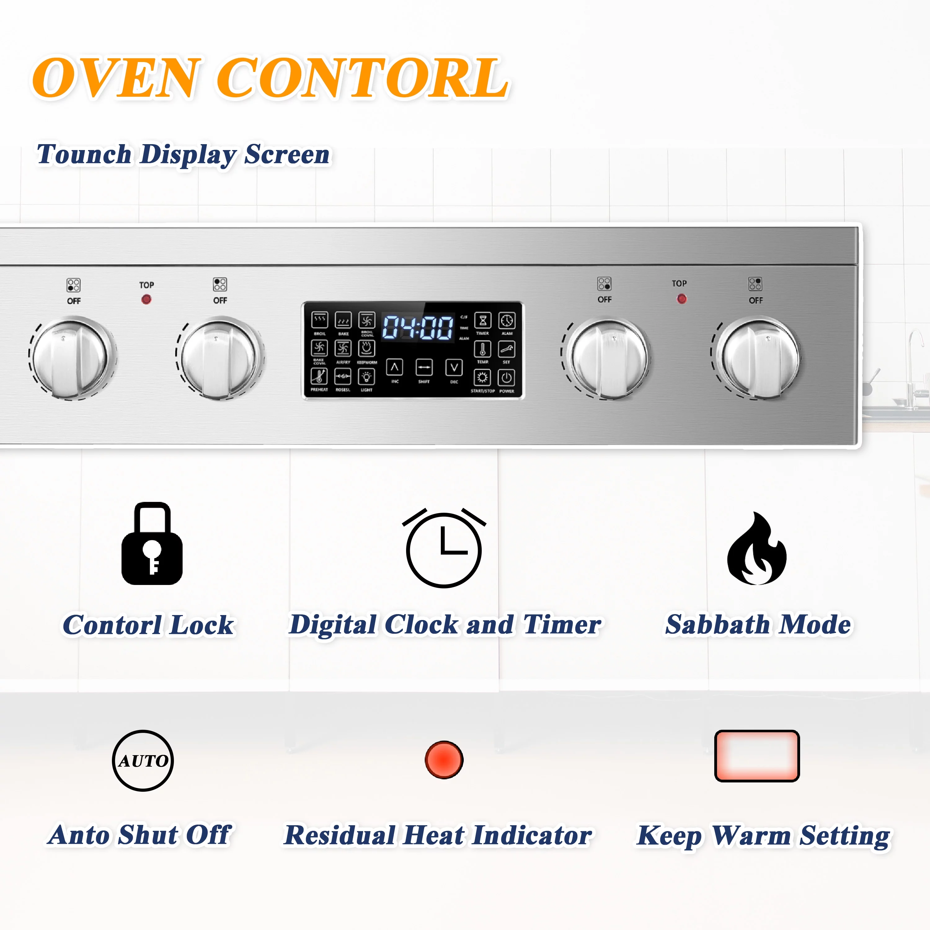 Lanbo 24 inch 2.9 Cu.ft Freestanding Electric Range with Air Fry, Rotisserie and  Convection Oven