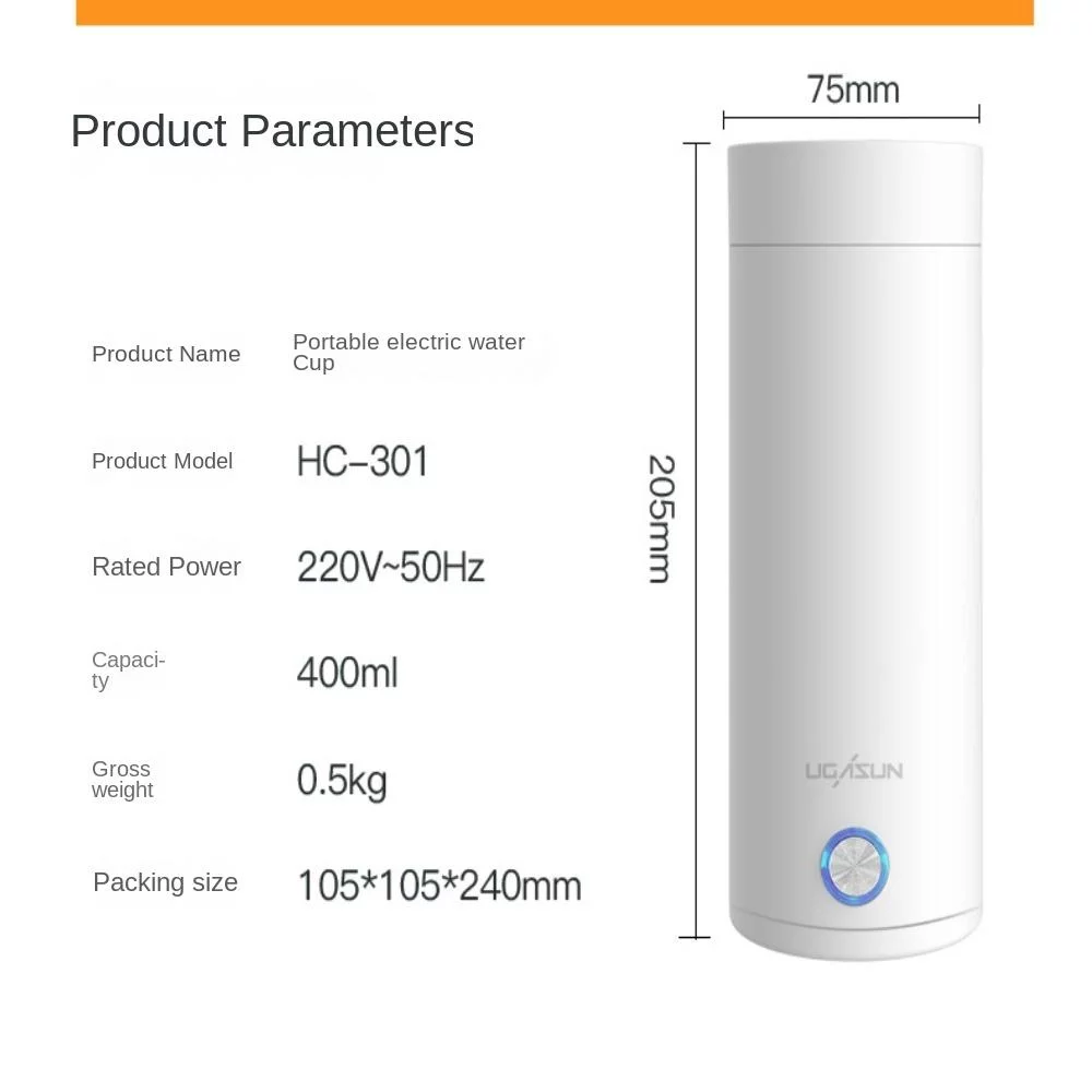 400ML Thermos Travel Water Boiler Smart Water Kettle Coffee Tea Thermal Cup Electric Kettle WHITE US