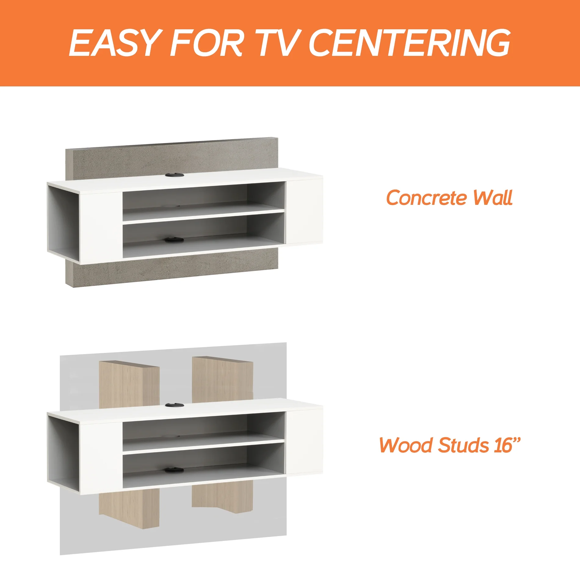 16-Color Light Floating TV Stand Wall Mounted, Modern Floating Media Storage Shelves TV for Wall, 39.3 inch, White