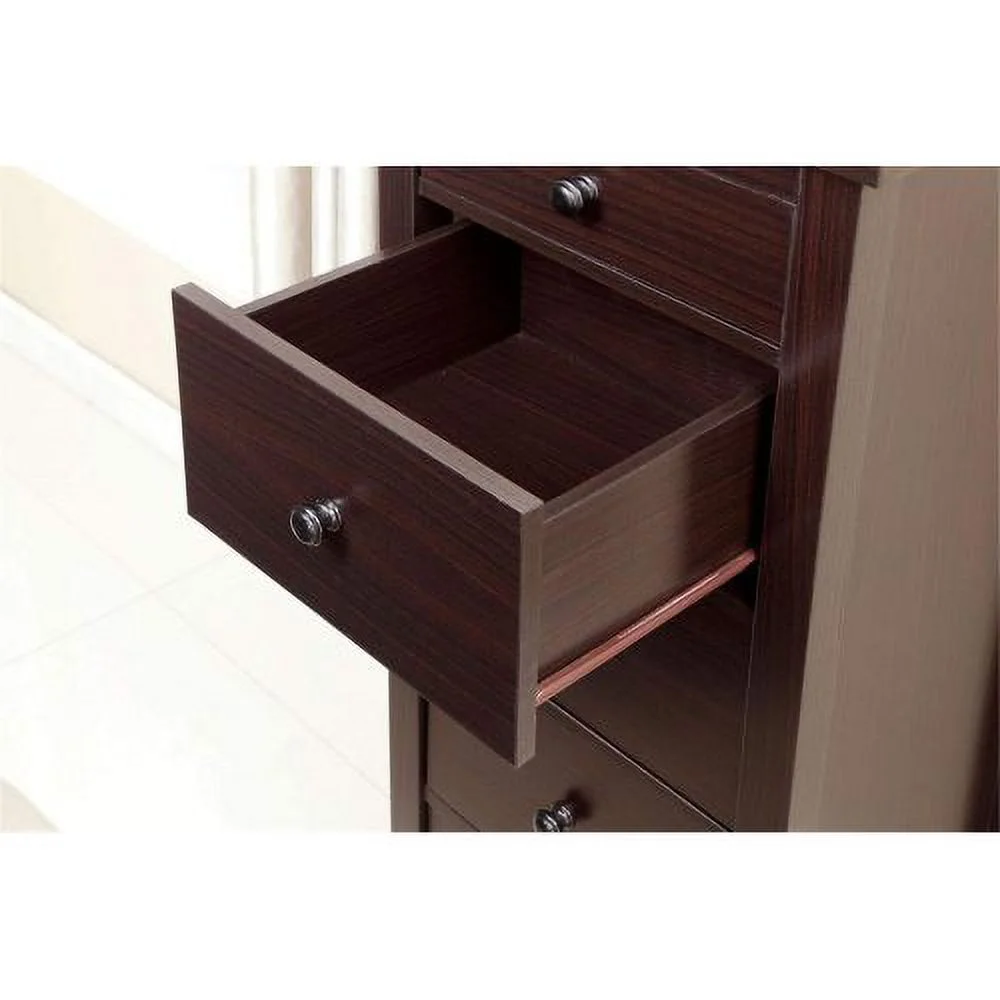 Transitional Espresso Compact Design 5-Drawer Chest Bedroom / Small Living Space Chest Of Drawers