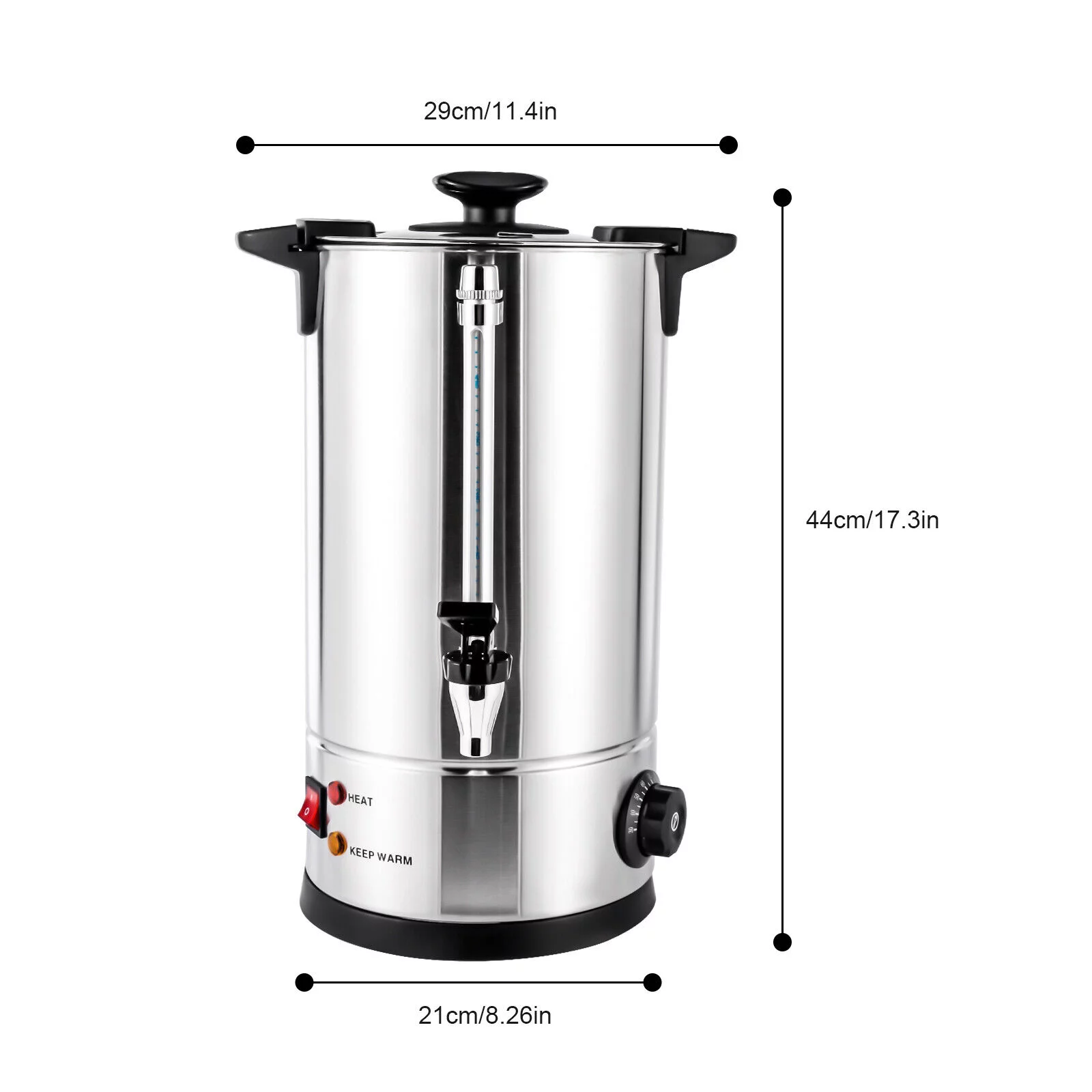 10L/2.64gal Stainless Steel Tea Urn Electric Catering Hot Water Boiler Coffee