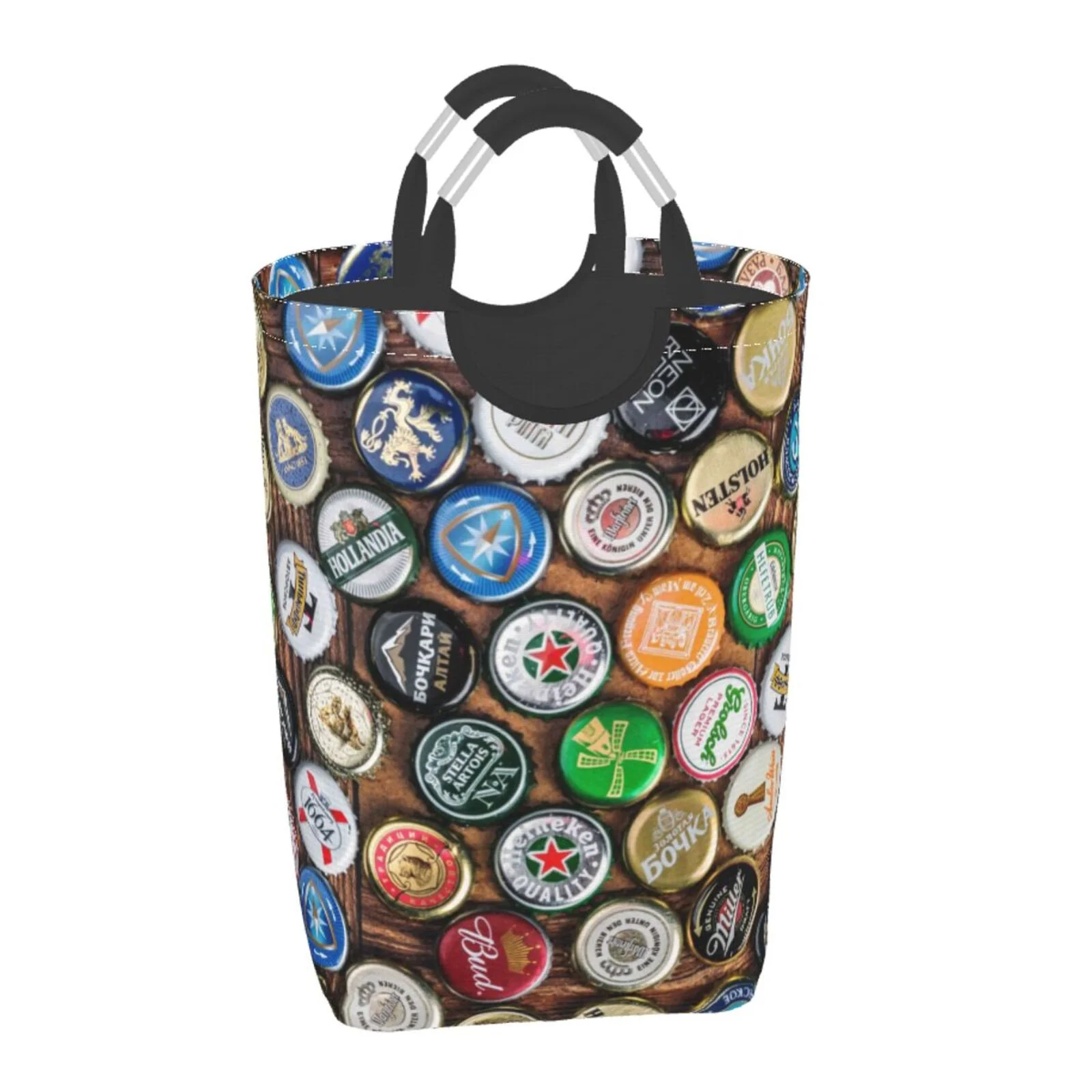 KLL Beer Caps Laundry Hamper,Large Canvas Fabric Lightweight Storage Basket Toy Organizer Dirty Clothes Collapsible Waterproof