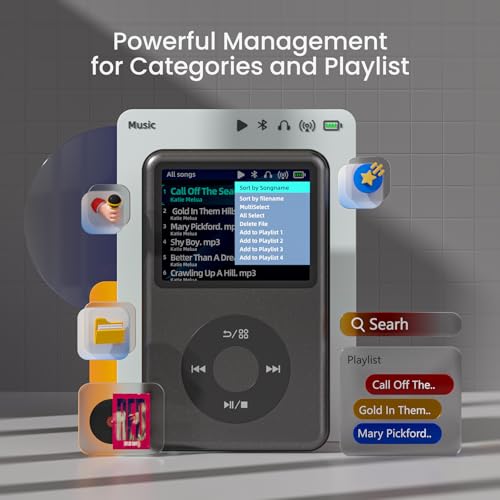 Mp3 Player with Bluetooth Y1 128G Innioasis Digital Music Player Portable Mini HiFi Sound Video Version Upgrade Nice Gift for 2025 Black