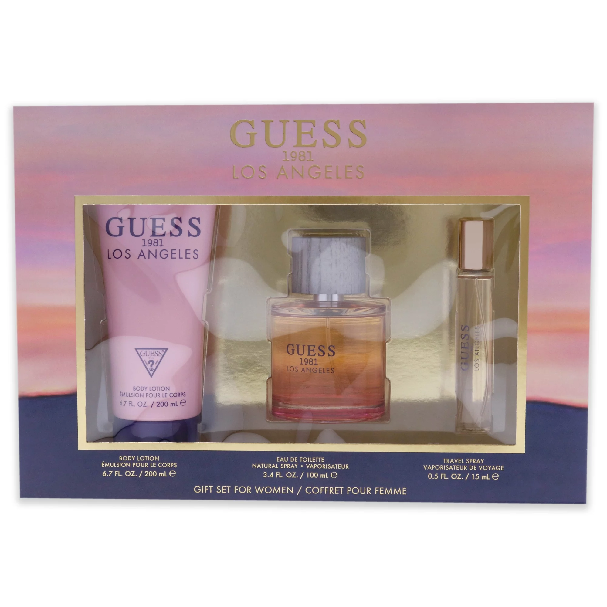 Guess 1981 Los Angeles - 3 Pc Gift Set 3.4oz EDT Spray, 0.5oz EDT Spray, 6.7oz Body Lotion