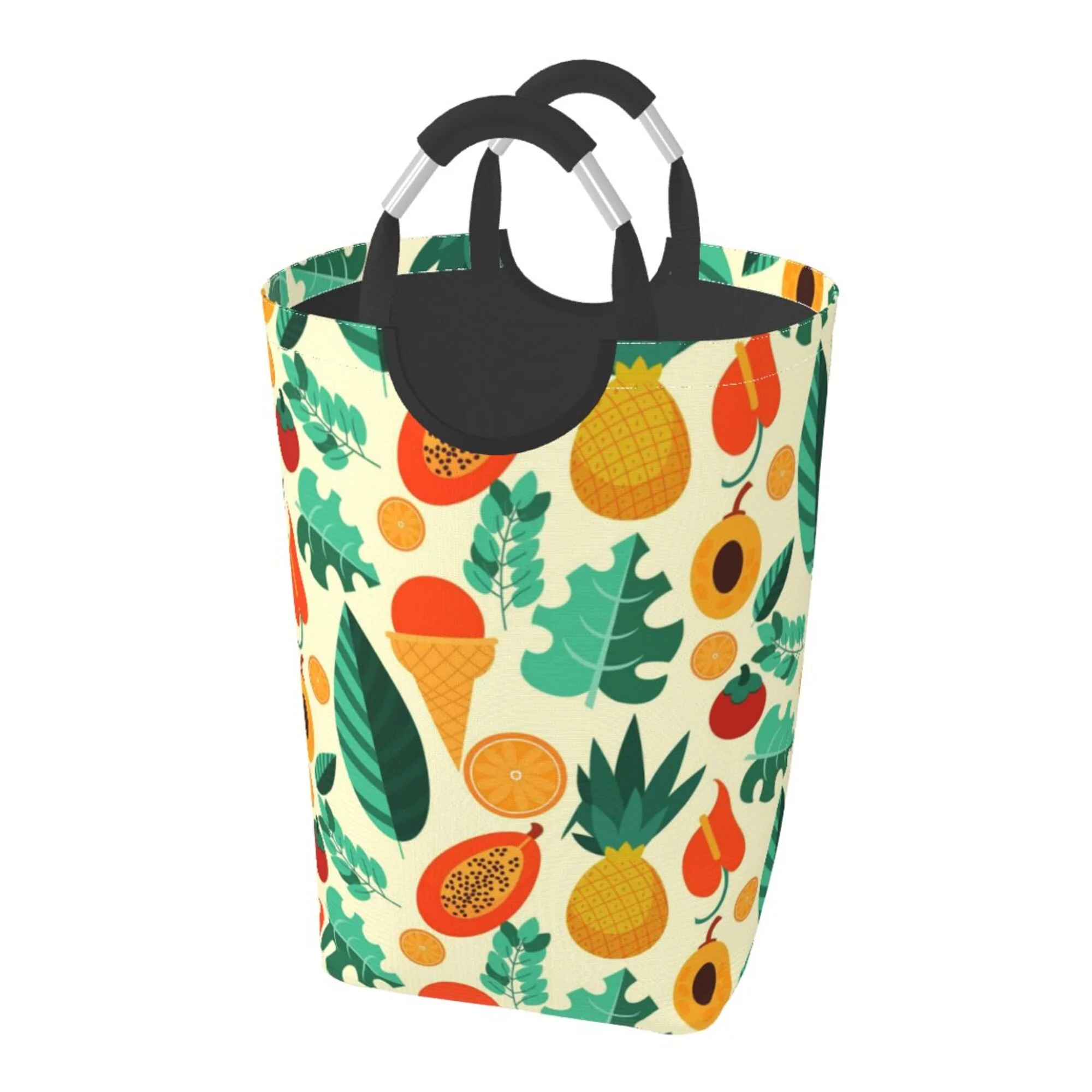 XMXY Summer Fruit Tropical Plants Rectangular Laundry Basket Organizer, Collapsible Tall Clothes Hampers for Laundry with Handles