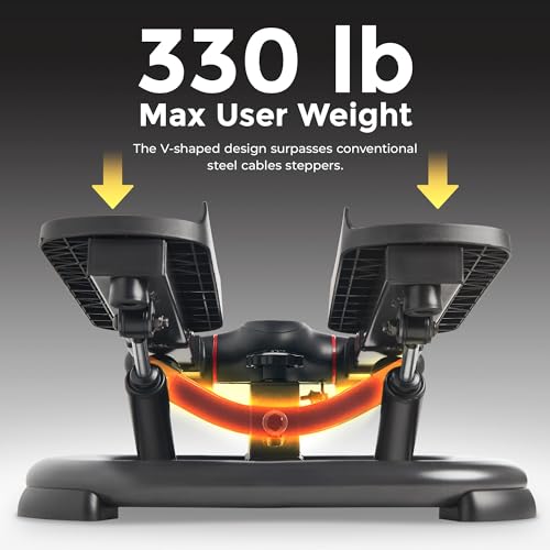 Sunny Health & Fitness 2-in-1 Premium Power Stepper with Resistance Bands, Low-Impact Cardio, Space-Saving, Height-Adjustable, with Enhanced Bluetooth Connectivity with Free SunnyFit App