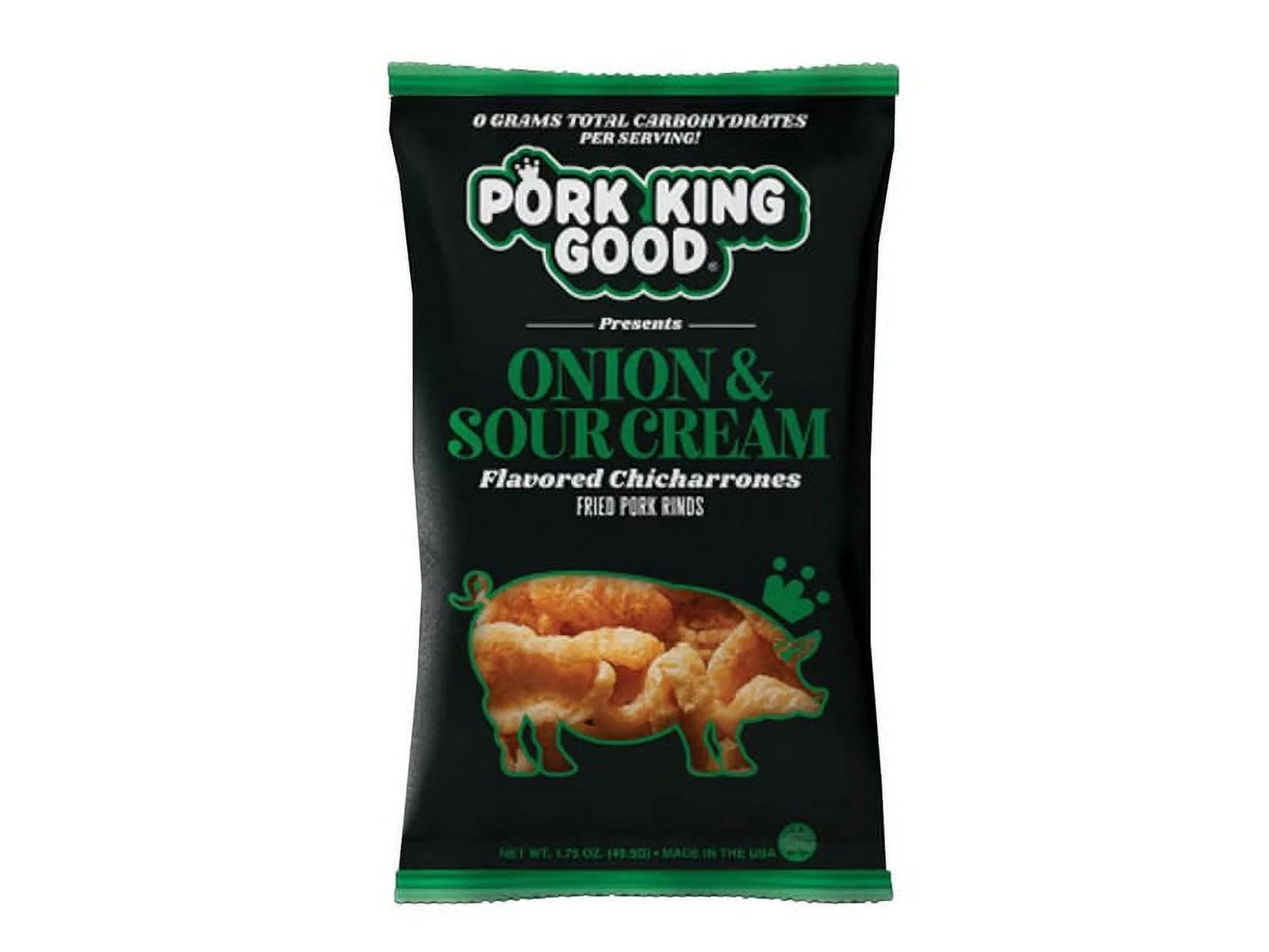 (Price/Case)Pork King Good Onion & Sour Cream Flavored Pork Rinds 12/1.75oz, 536414