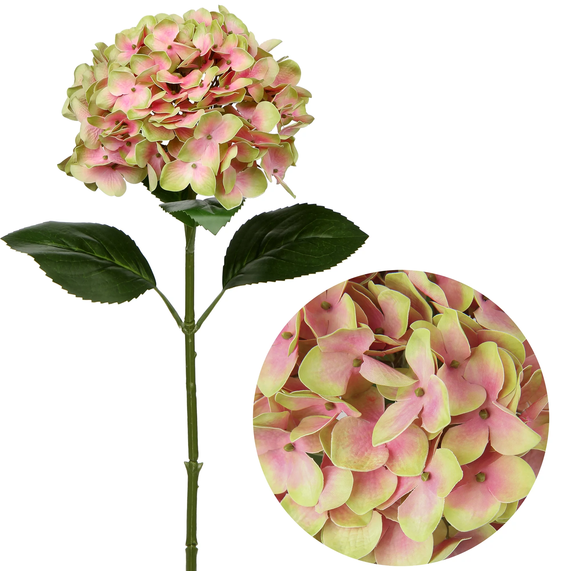 3 Pcs Artificial Hydrangeas Silk Flowers Stems Realstic Flower 24.8 Inch Real Touch Fake Hydrangea Yellow Pink