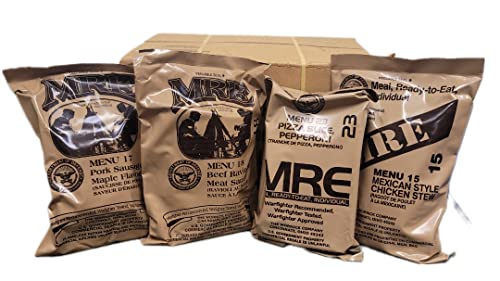 2024 MREs (Meals Ready-to-Eat) Genuine U.S. Military Surplus Assorted Flavor (4-Pack), Emergency Meals, Military Grade, Hunting, Camping, Fishing, Prepper supplies and Survivalism ready……