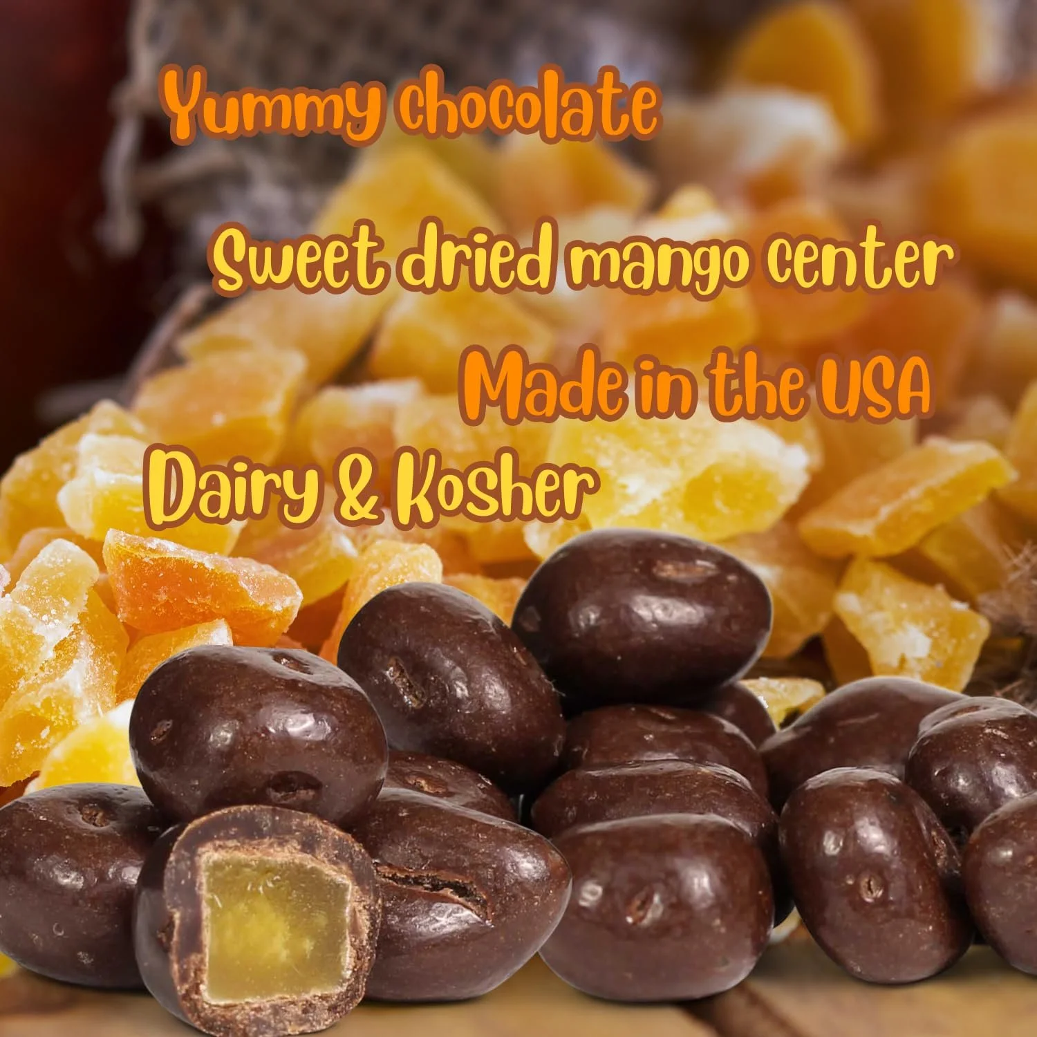 Milk Chocolate Covered Dried Mango by It's Delish, 10 Lbs Bulk Bag  Gourmet Chocolate Covered Mango Bits Fruit Snacks Bulk Chocolate Candy Treats  Dairy, Kosher
