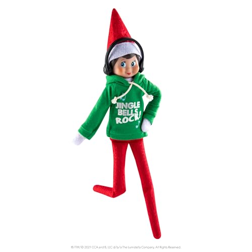 Elf On The Shelf Boy with Jingle Jam Hoodie Set - Blue Eyed Boy Elf Doll with Book and Hoodie with DJ Headphones - Customize Your Elf with Unique DJ Spinning Holiday Tunes - Elf Figure Clothing Pack