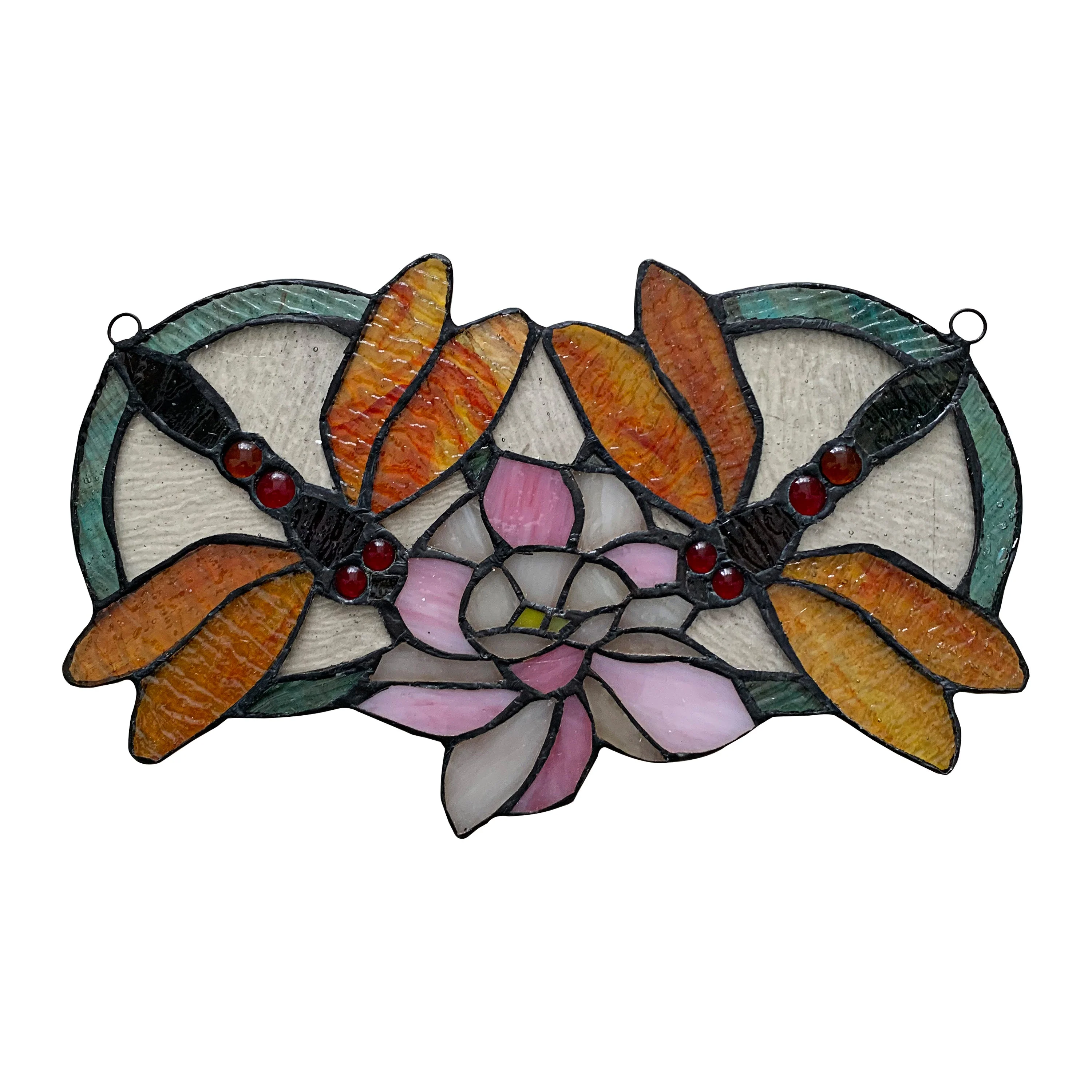 RADIANCE Goods Tiffany-Glass Dragonfly Window Panel 13x22