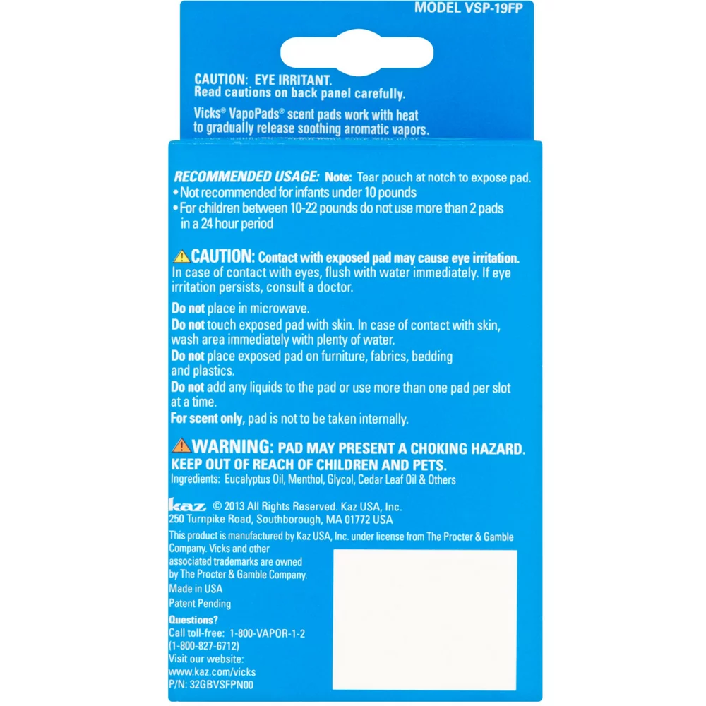 Vicks Vapo Pad Family Pack, Scent Pads 12 ea (Pack of 6)