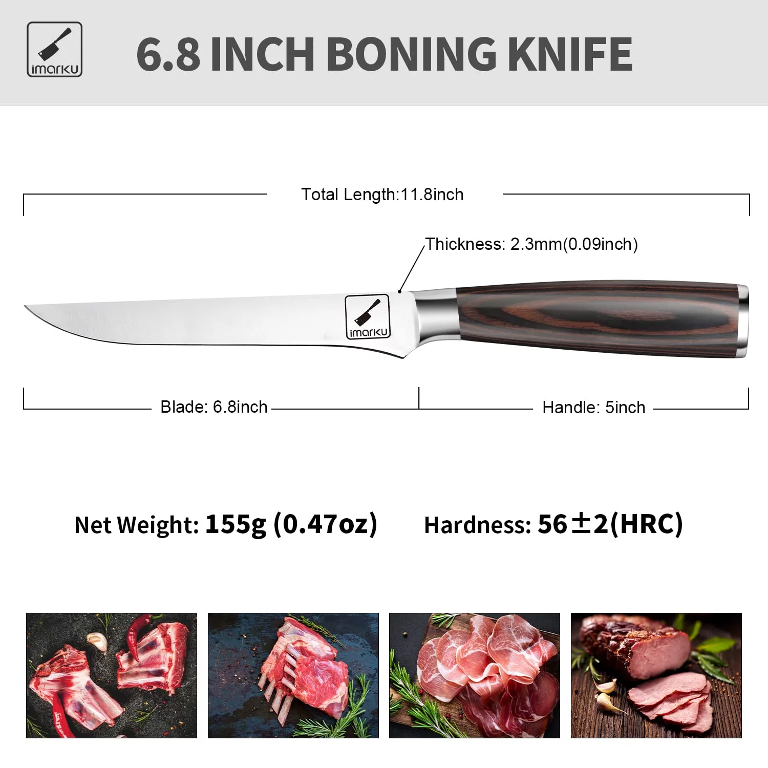 imarku | 6-Inch Boning Knife German High Carbon Stainless Steel Professional Grade Boning Fillet Knife Pakkawood Handle