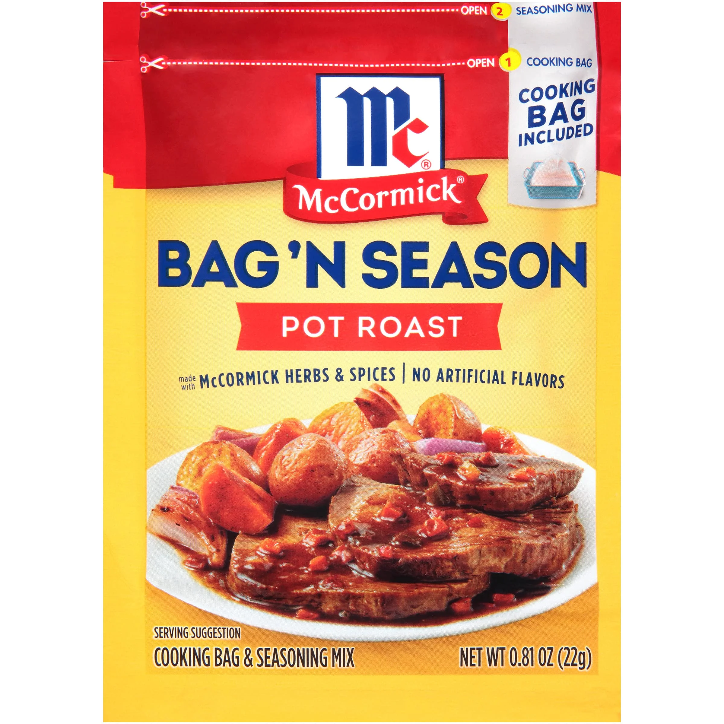 Mccormick Bag ,N Season Pot Roast Cooking Bag & Seasoning Mix, 0.81 Oz (Pack Of 6)