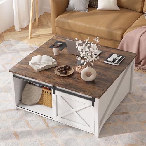 PUKAMI Lift Top Coffee Table with Storage, 31.5