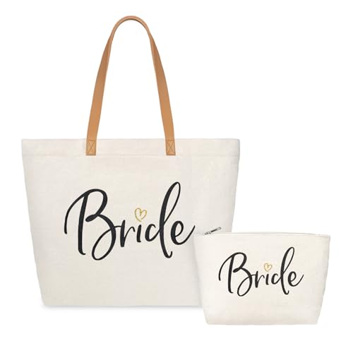 ELEGANTPARK Mrs Gifts Future Mrs. 2025 Bag Wedding Gifts for Bride Bridal Shower Bachelorette Party Honeymoon Travel Large Shoulder Bags Canvas Totes with Zipper Set of 2