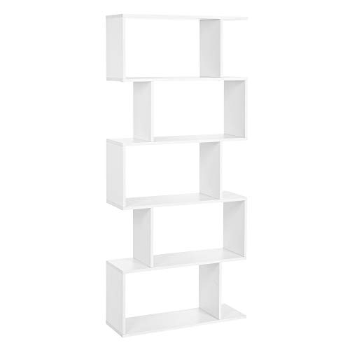 VASAGLE Bookshelf, 5-Tier Bookcase, Tall Display Shelf, Freestanding Storage Shelf, Room Divider, for Home Office, Living Room, Bedroom, Study, Ebony Black ULBC062T56