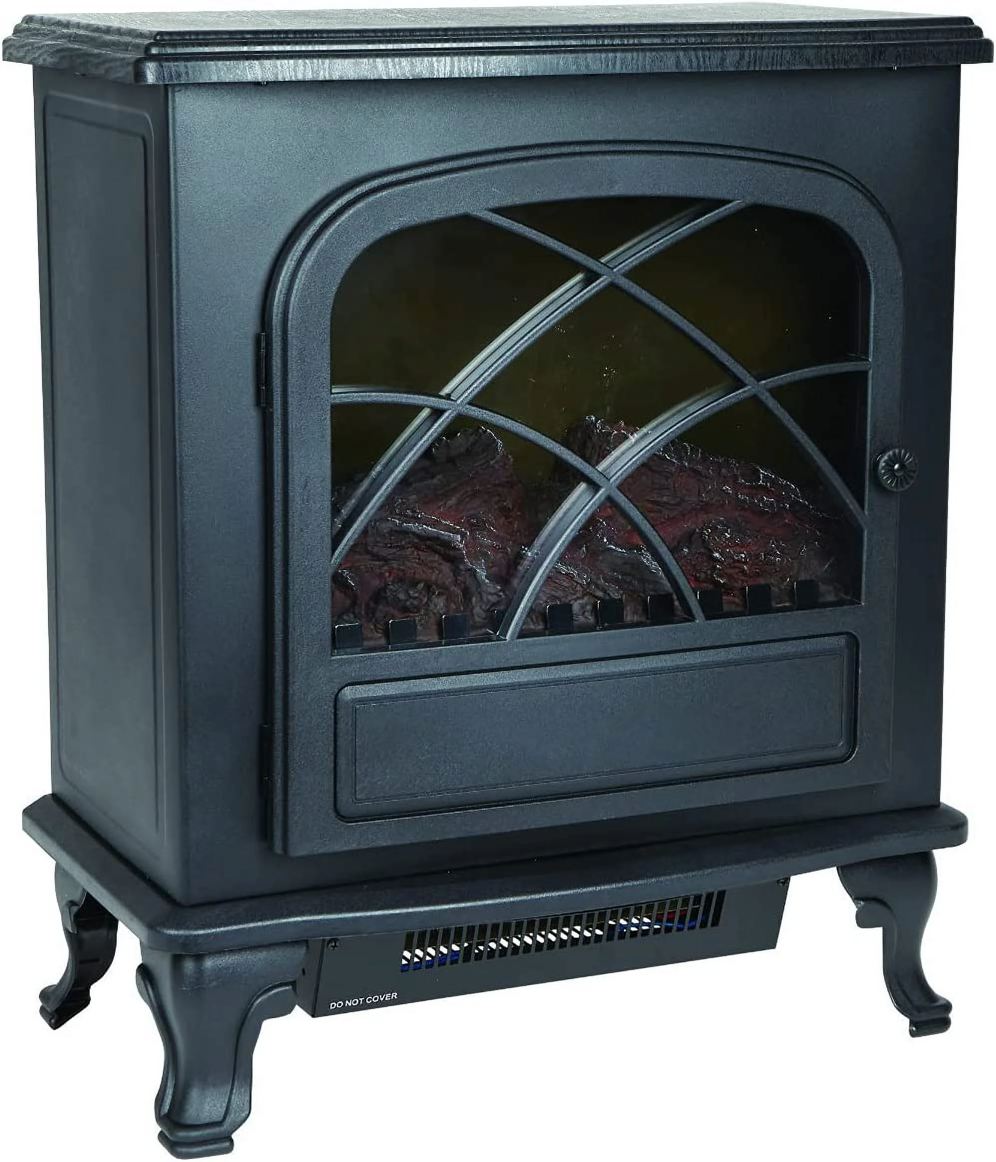 Infrared Electric Fireplace Stove Heater with Remote - L21.26 x W11.15 x H26.77 hes, Black