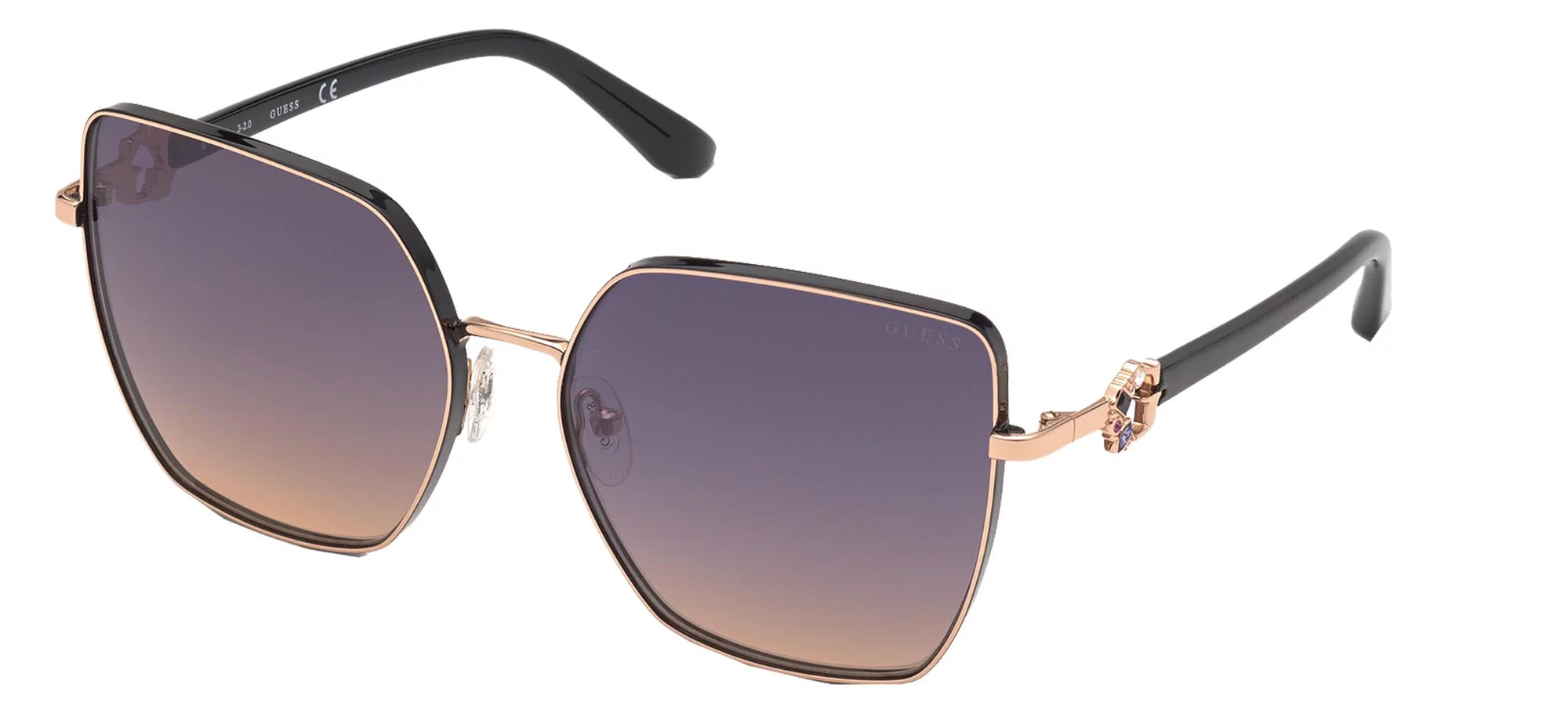 Guess GU7790-S Sunglasses SHINY ROSE GOLD BLACK/PINK SHADED 61/17/140