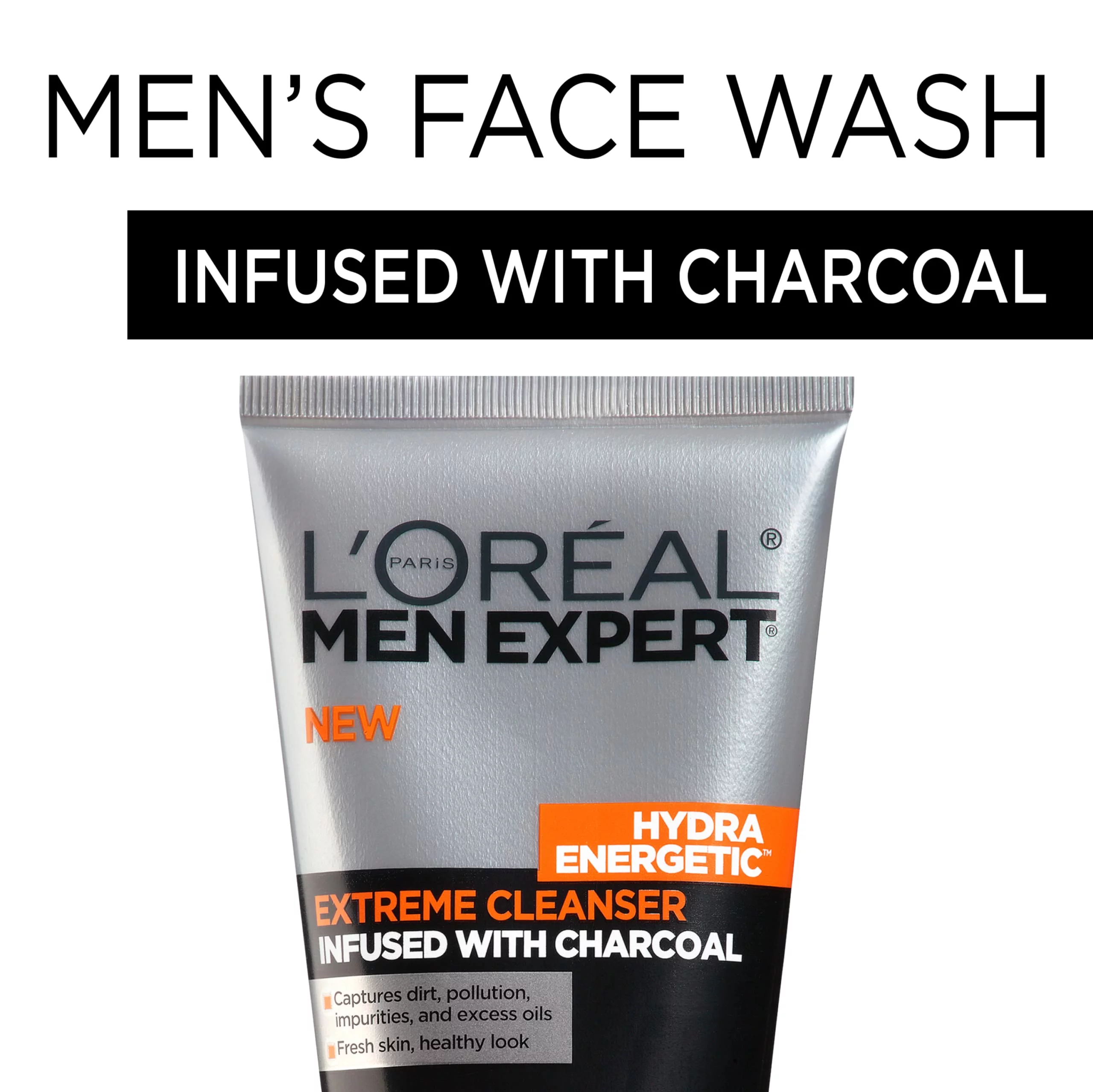 L’Oréal Paris Men Expert Hydra Energetic Daily Facial Cleanser With Charcoal, 2 Ct.