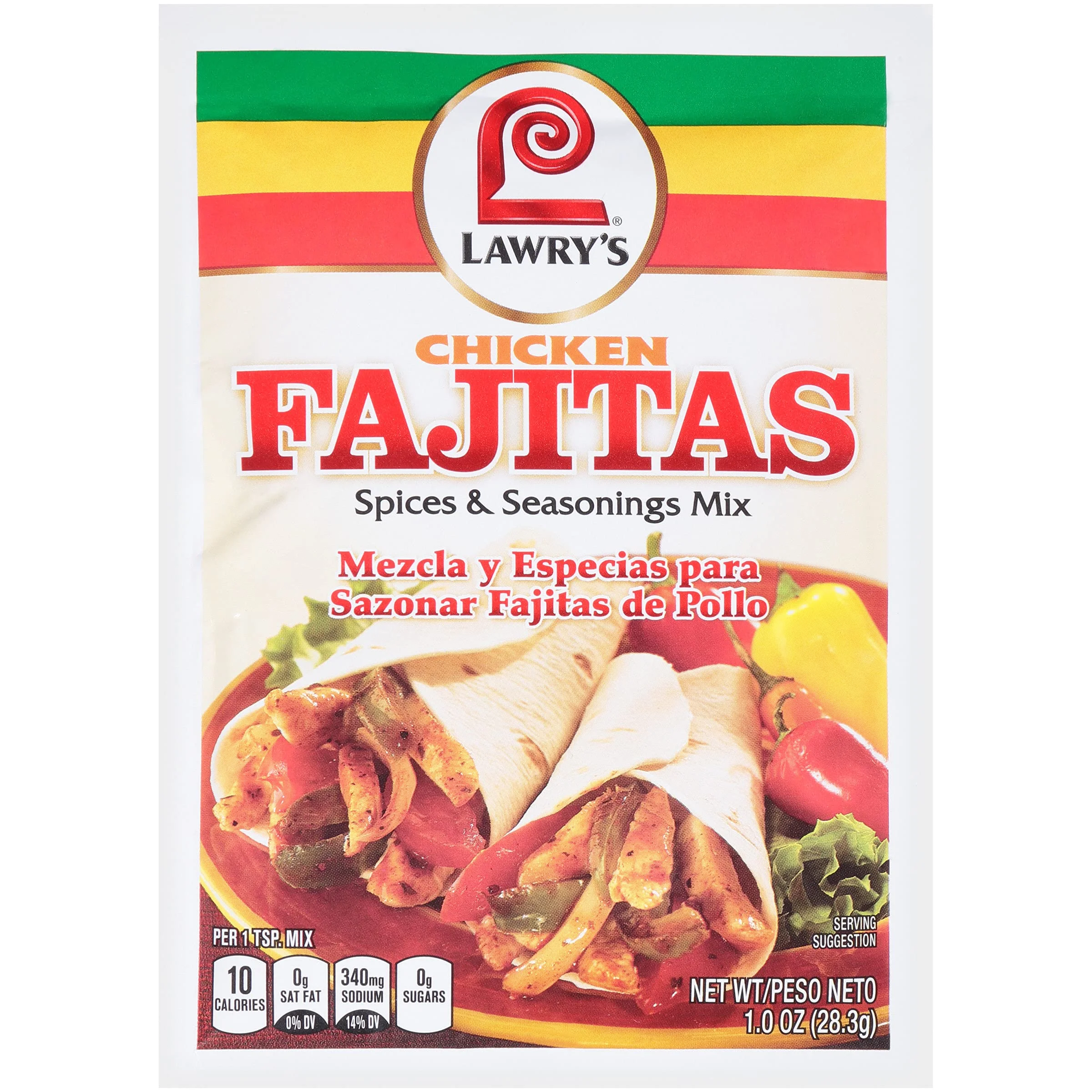 Lawry,S Chicken Fajitas Spices & Seasonings Mix, 1 Oz (Pack Of 12)